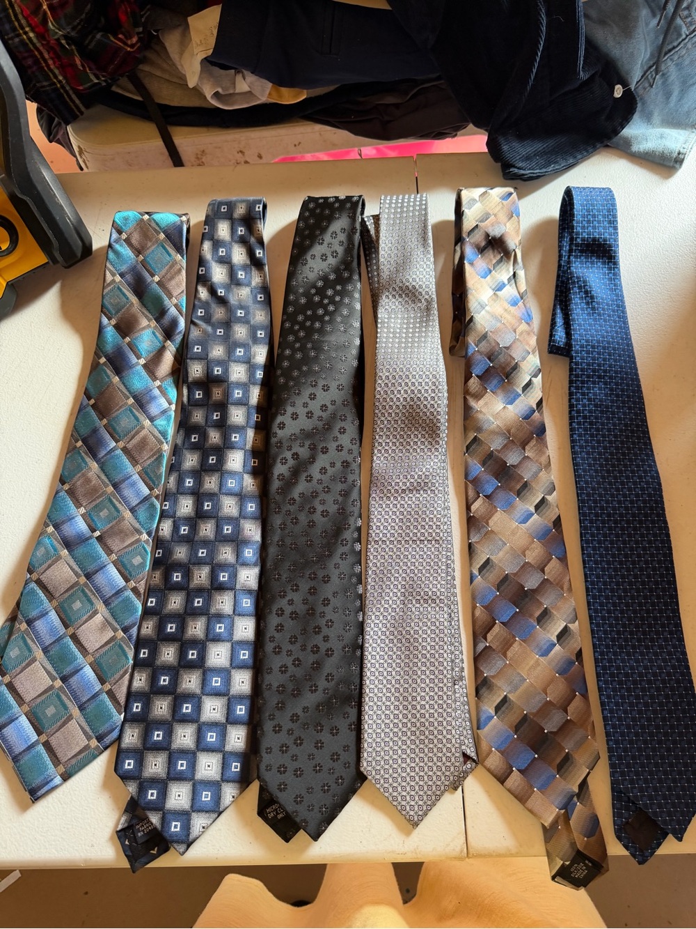 6 Assorted Men's Silk Dress Ties - Blue, Gray, Black